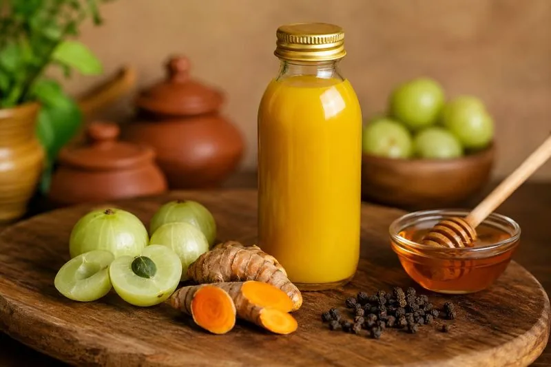 Amla & Turmeric Elixir — Nourishya Sattvic Dining