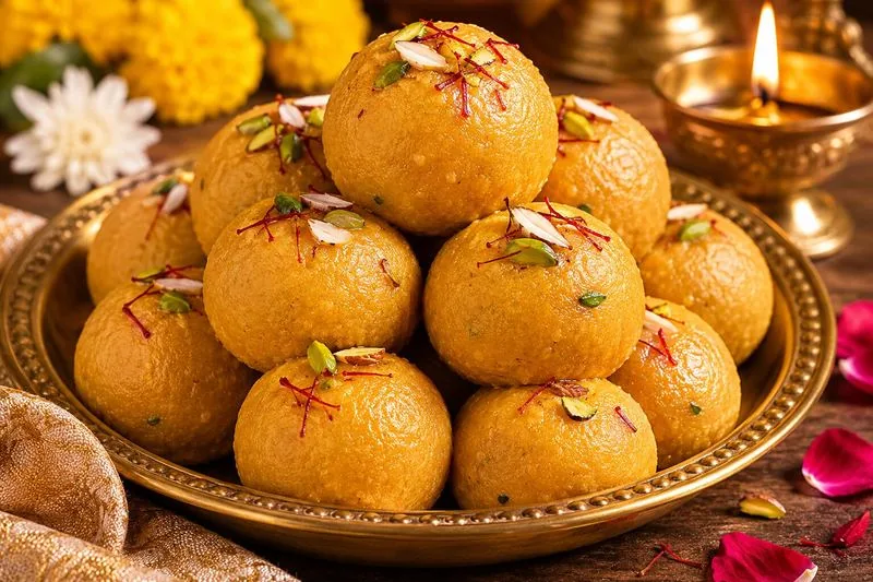 Besan Ladoo — Nourishya Sattvic Dining