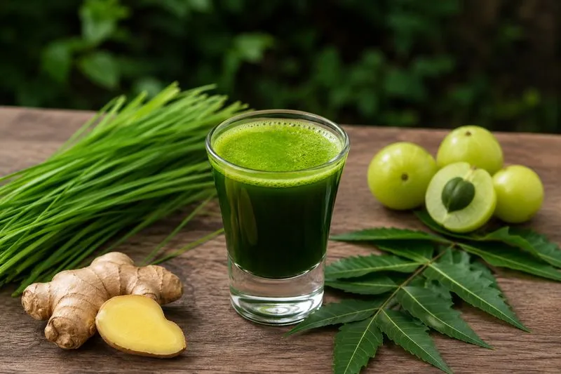 Wheatgrass & Neem Shot — Nourishya Sattvic Dining